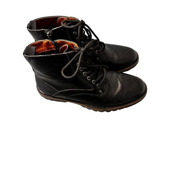 Steve Madden Men's Black Leather Lace-Up Boots, Size 12, Excellent Pre-Owned - Picture 4 of 6